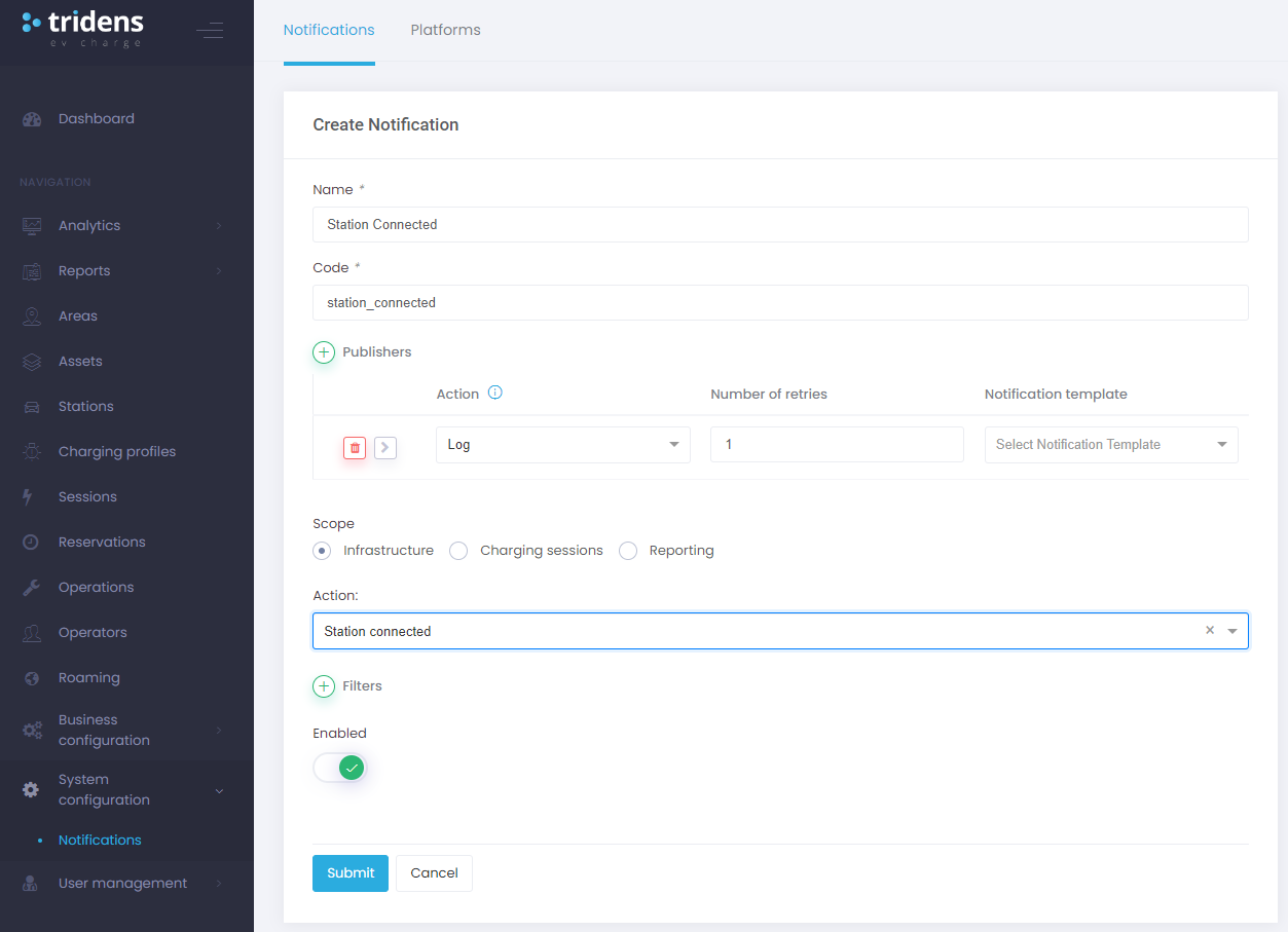 Configuration de la notification de journal de connexion de la station de recharge