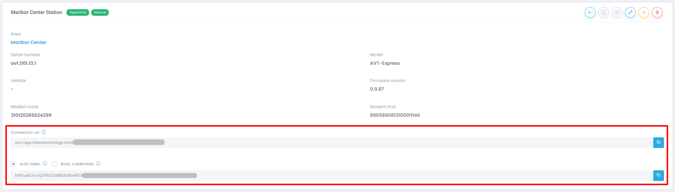 Token d&rsquo;URL de la station