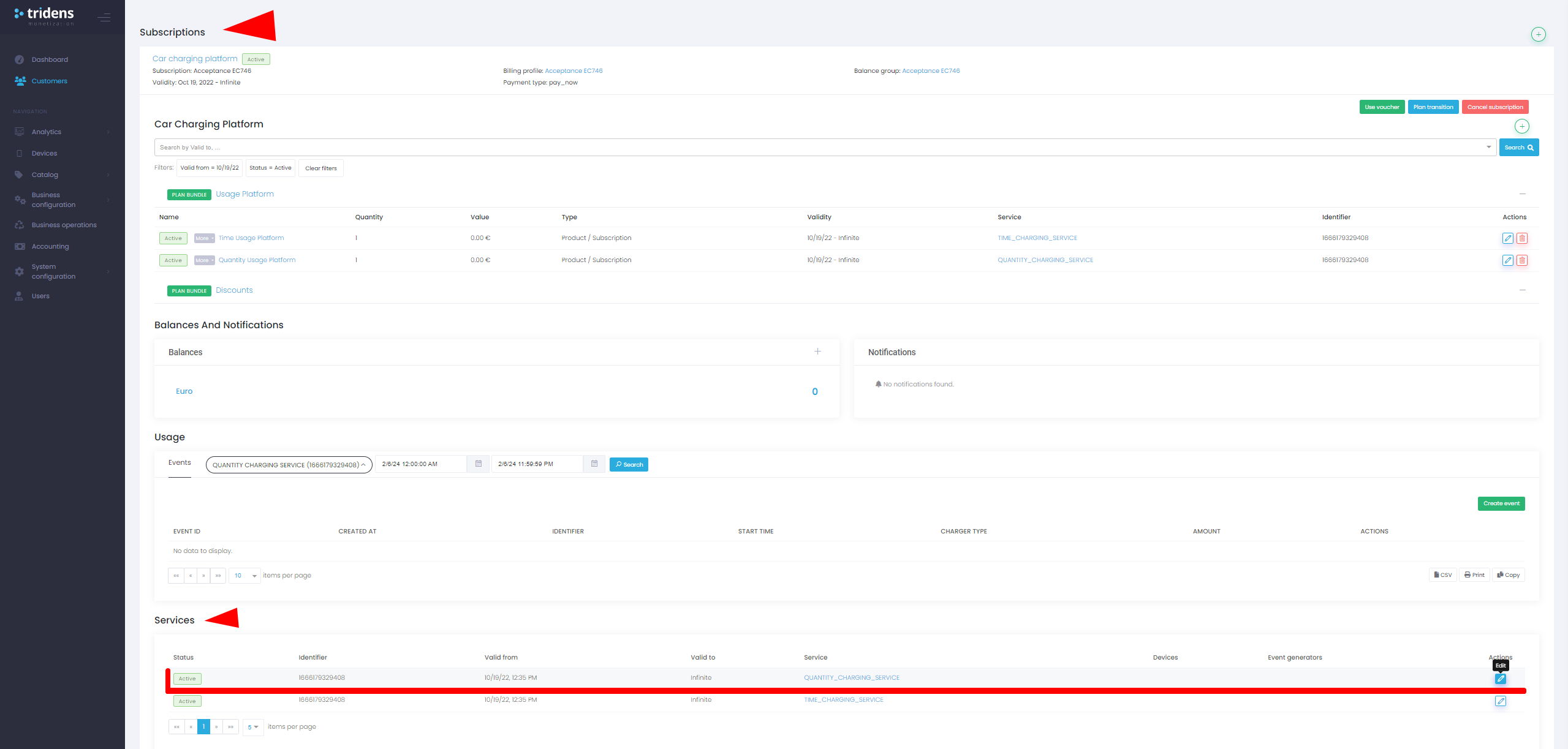 Customer Subscription