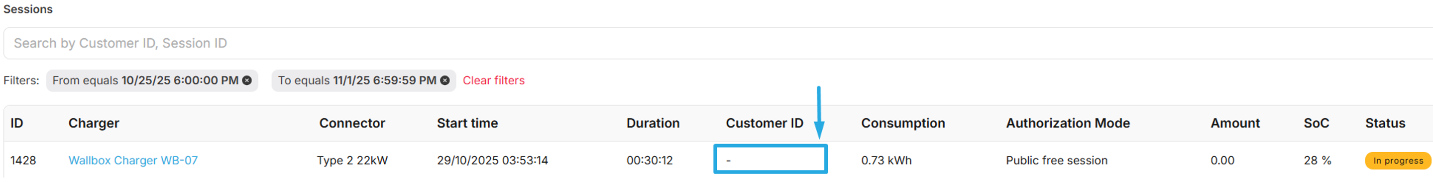 No customer assigned on Tridens session.