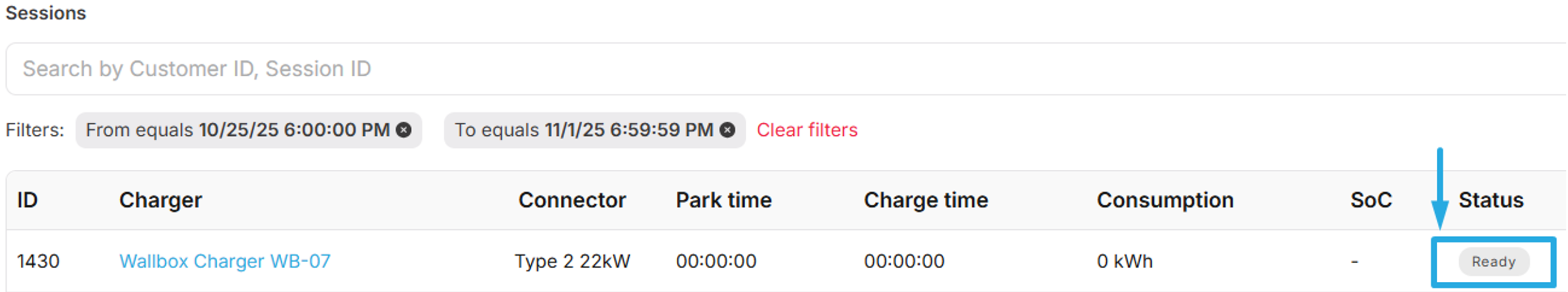 Prepared session in ready status.