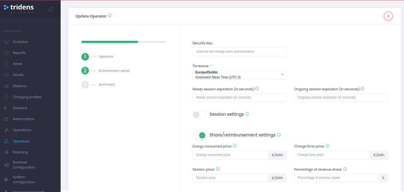 Share/Reimbursement Settings
