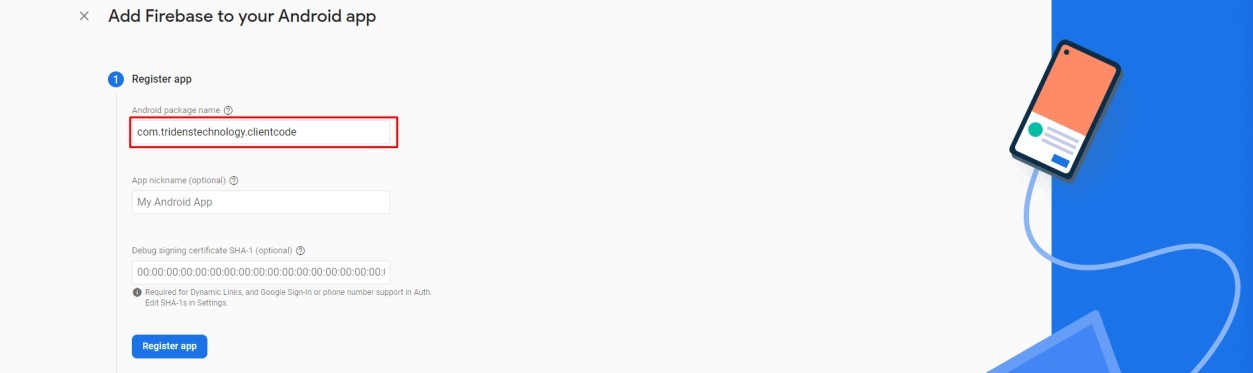 Android app configuration - Step 1
