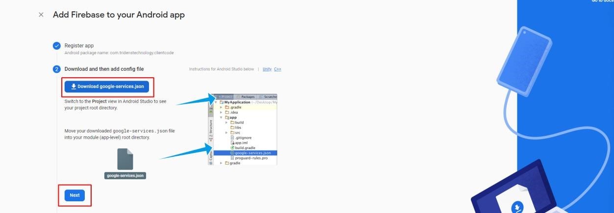 Android app configuration - Step 2
