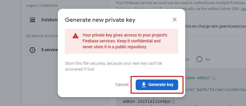 Confirm key generation