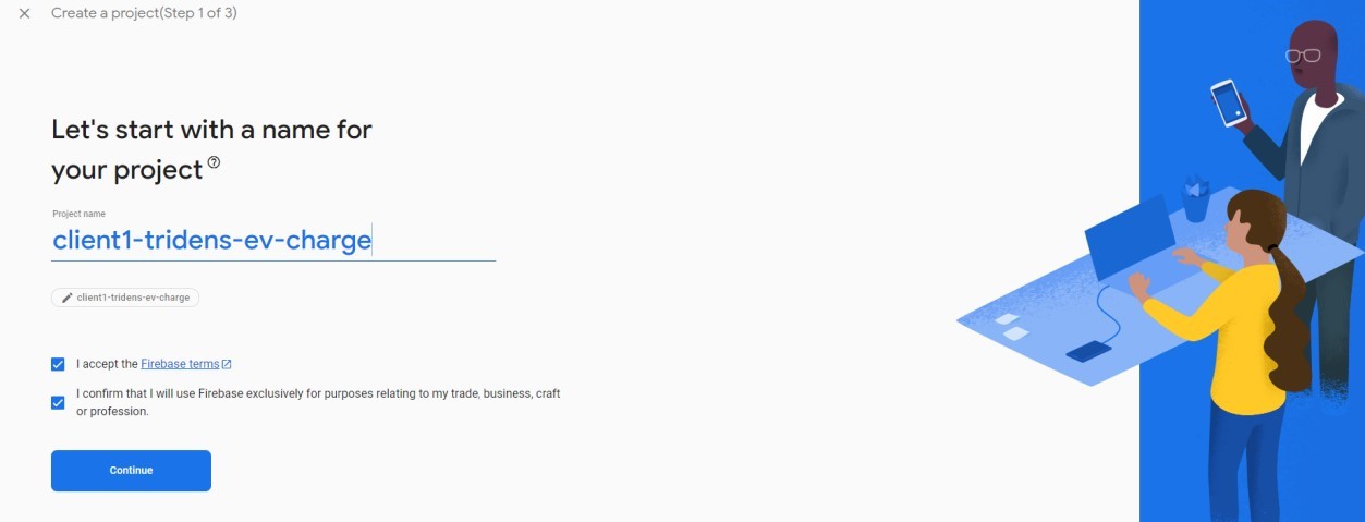 Create a project - step 1