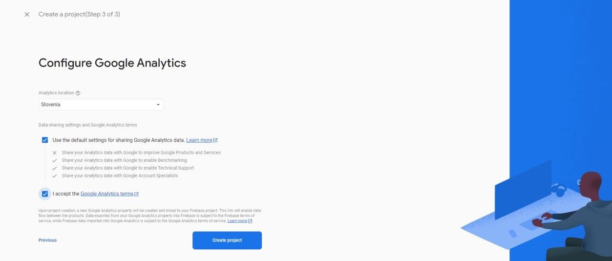 Create a project - step 3