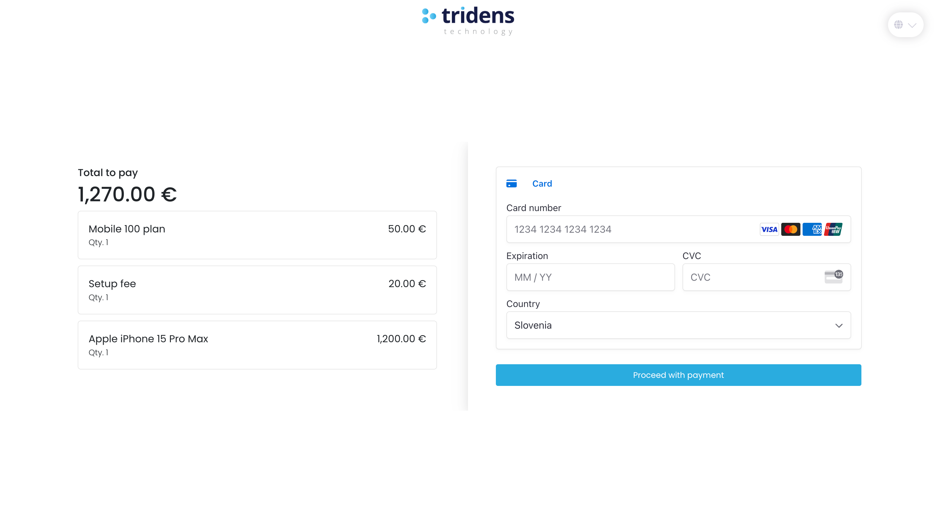 Hosted Payment Page screenshot